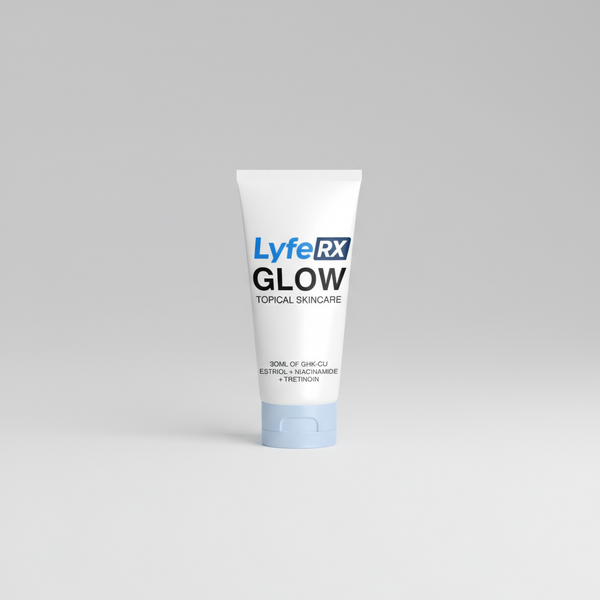 LyfeRX Glow topical skincare tube on a white background