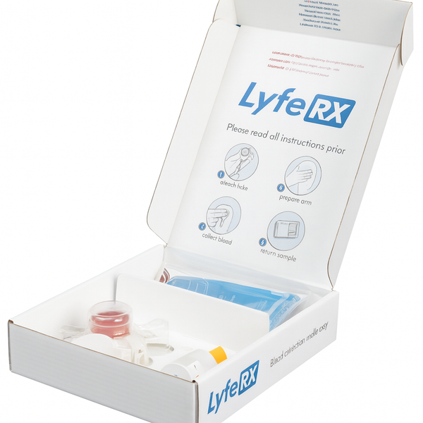 LyfeRX medical kit with instructions on a white background